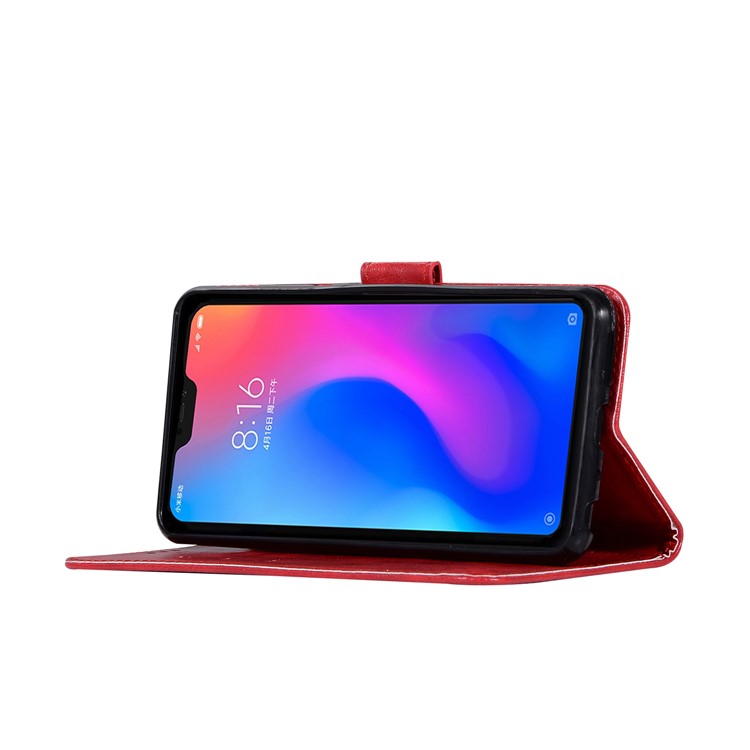 Premium Vintage Leather Wallet Shell Case for Xiaomi Mi A2 Lite / Redmi 6 Pro - Red-7