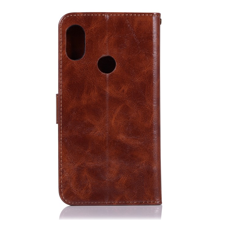 Premium Vintage Wallet Leather Stand Cover for Xiaomi Mi A2 Lite / Redmi 6 Pro - Coffee-3