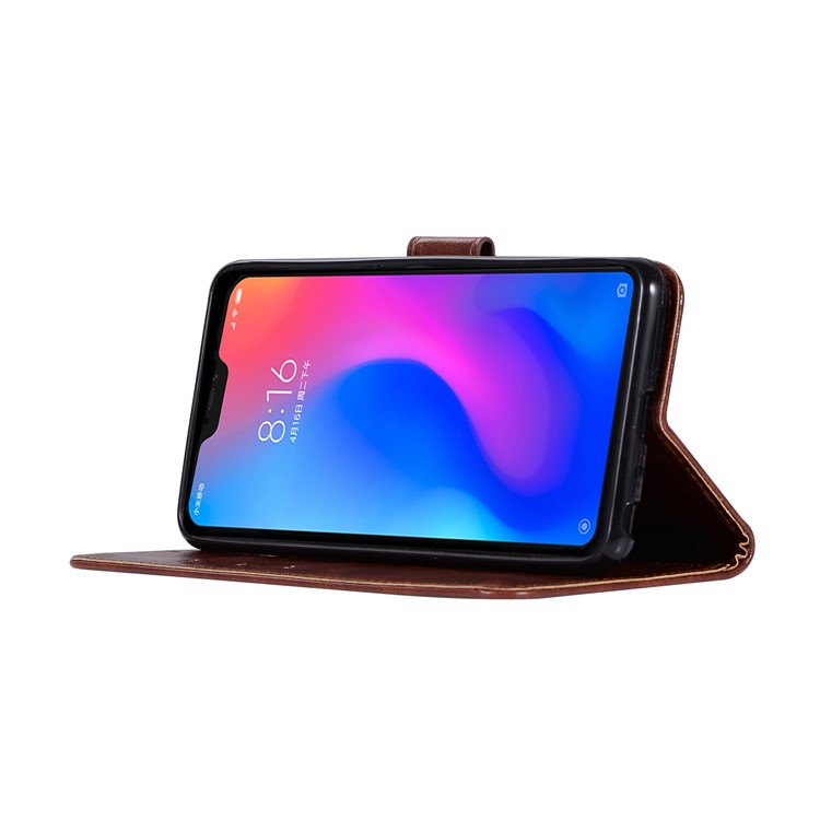 Premium Vintage Wallet Leather Stand Cover for Xiaomi Mi A2 Lite / Redmi 6 Pro - Coffee-7