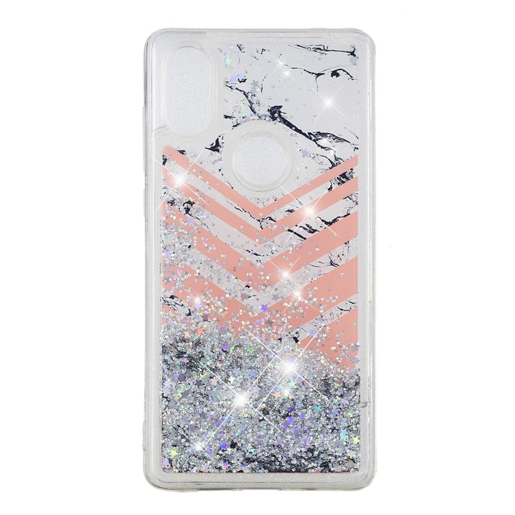 Dynamic Glitter Powder Sequins Patterned TPU Mobile Cover for Xiaomi Mi Mix 2s - Marble and V Shape Pattern-2