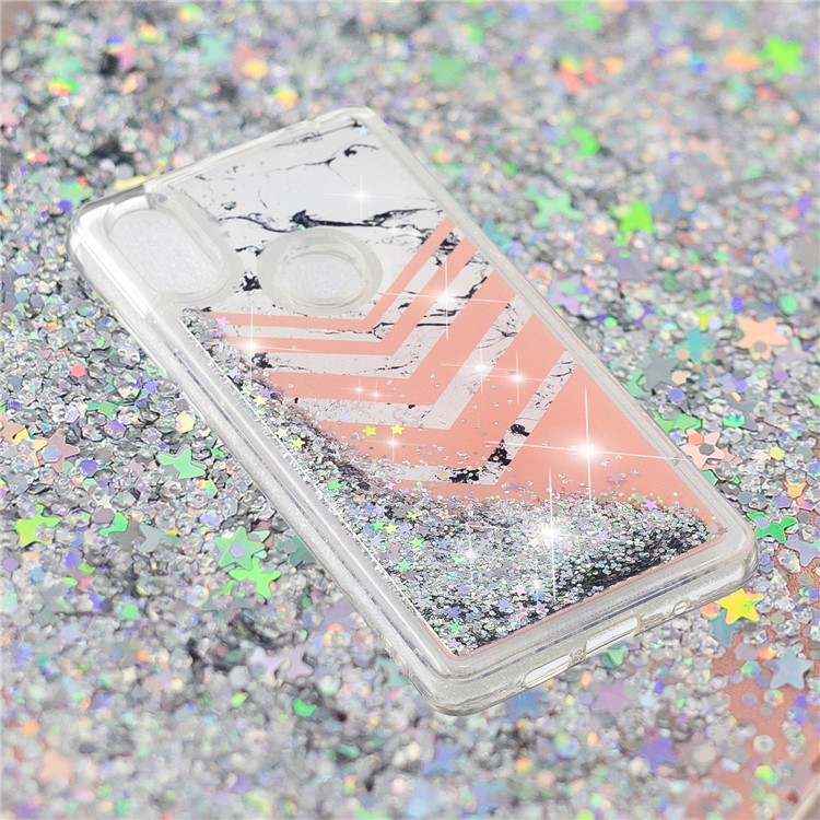 Dynamic Glitter Powder Sequins Patterned TPU Mobile Cover for Xiaomi Mi Mix 2s - Marble and V Shape Pattern-4