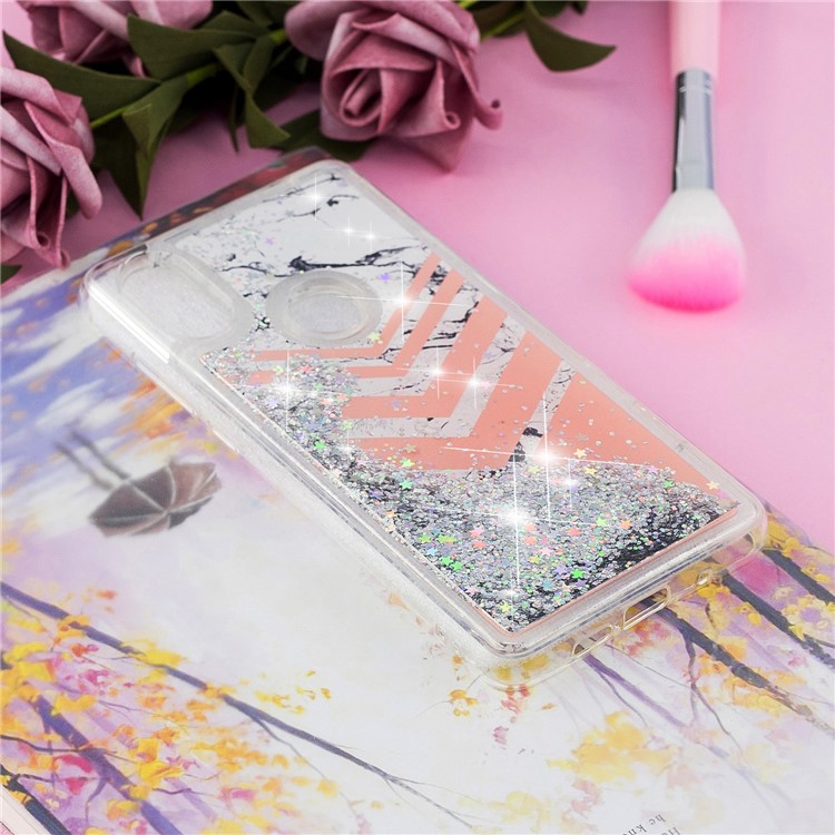 Dynamic Glitter Powder Sequins Patterned TPU Mobile Cover for Xiaomi Mi Mix 2s - Marble and V Shape Pattern-6