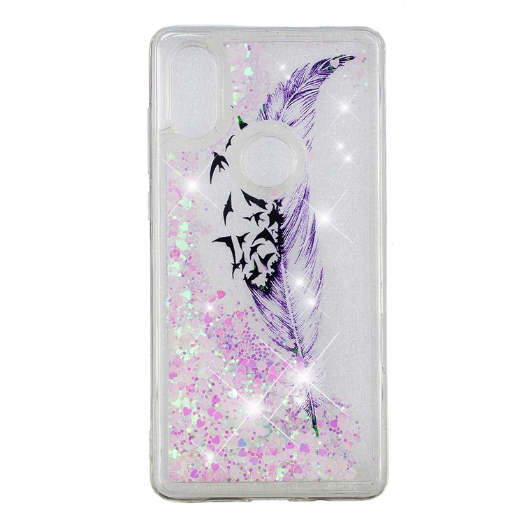 Patterned Flowing Glitter Powder Sequins TPU Case Accessory for Xiaomi Mi Mix 2s - Feather and Bird-2