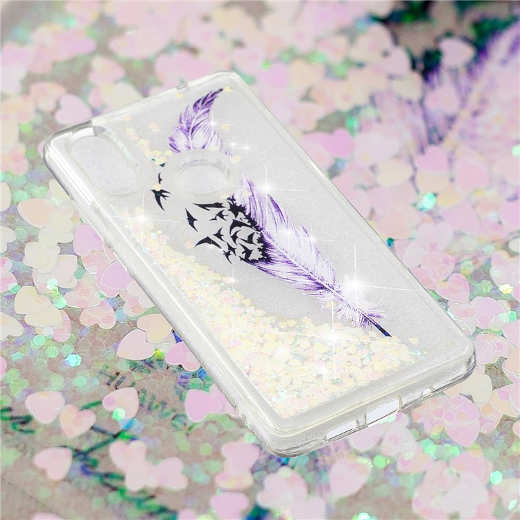 Patterned Flowing Glitter Powder Sequins TPU Case Accessory for Xiaomi Mi Mix 2s - Feather and Bird-4