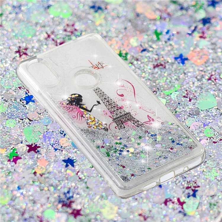 Patterned Dynamic Glitter Powder Sequins TPU Phone Cover for Xiaomi Mi Mix 2s - Eiffel Tower and Butterfly Girl-4