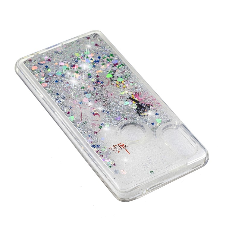 Patterned Dynamic Glitter Powder Sequins TPU Phone Cover for Xiaomi Mi Mix 2s - Eiffel Tower and Butterfly Girl-5