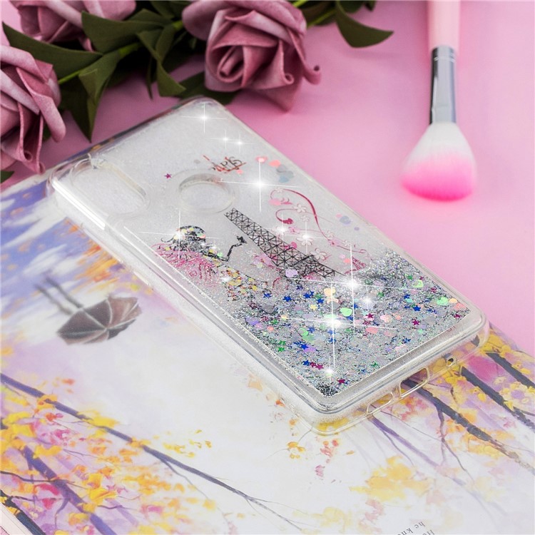 Patterned Dynamic Glitter Powder Sequins TPU Phone Cover for Xiaomi Mi Mix 2s - Eiffel Tower and Butterfly Girl-6