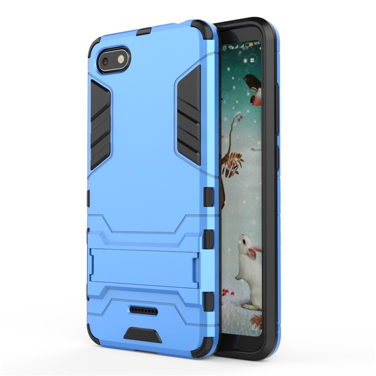 Shockproof PC + TPU Hybrid Kickstand Cover Shell for Xiaomi Redmi 6A (Single 12MP Rear Camera) - Baby Blue-2