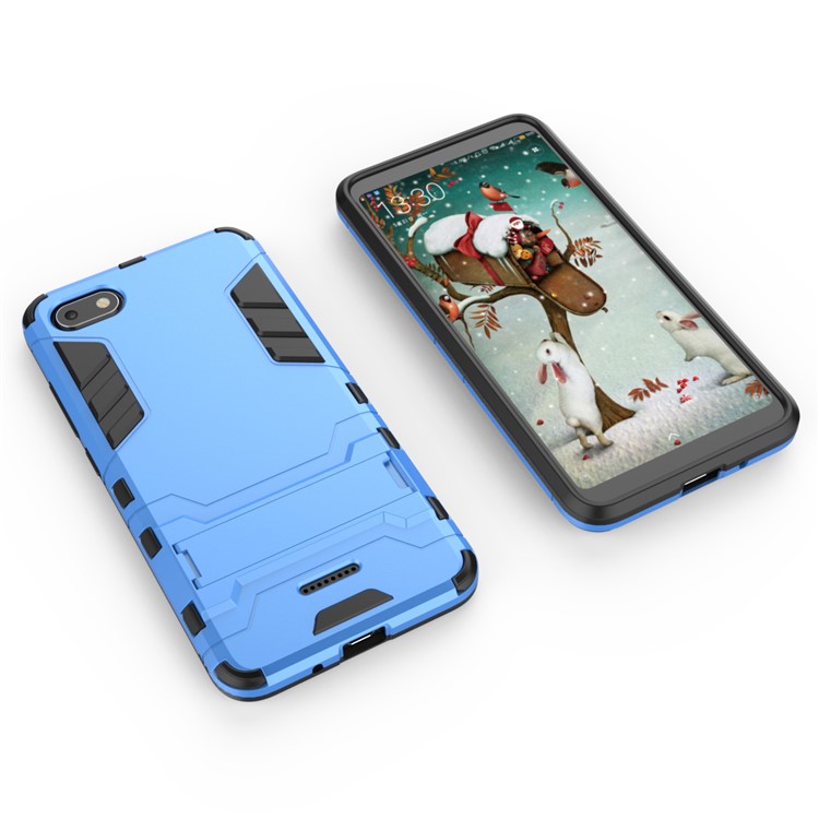 Shockproof PC + TPU Hybrid Kickstand Cover Shell for Xiaomi Redmi 6A (Single 12MP Rear Camera) - Baby Blue-3
