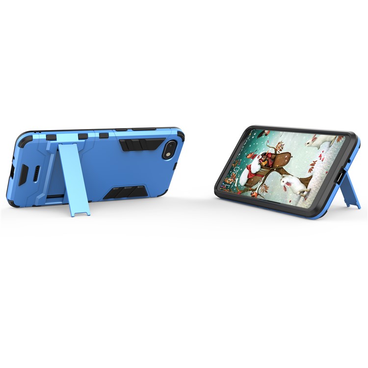 Shockproof PC + TPU Hybrid Kickstand Cover Shell for Xiaomi Redmi 6A (Single 12MP Rear Camera) - Baby Blue-5