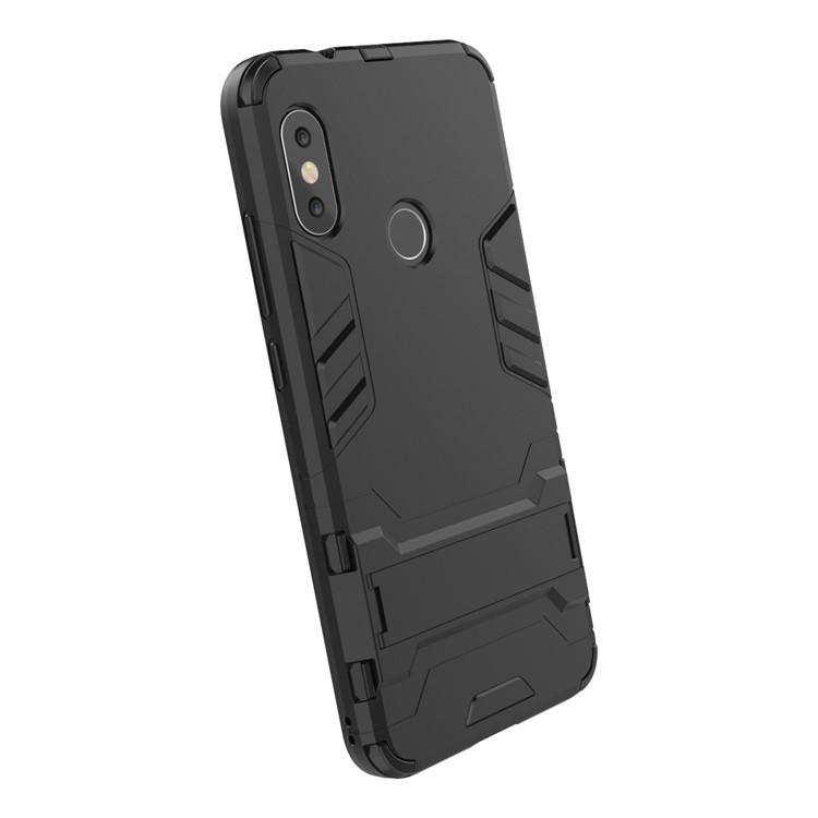Shockproof PC + TPU Hybrid Kickstand Phone Casing Cover for Xiaomi Mi A2 Lite / Redmi 6 Pro - Black-5