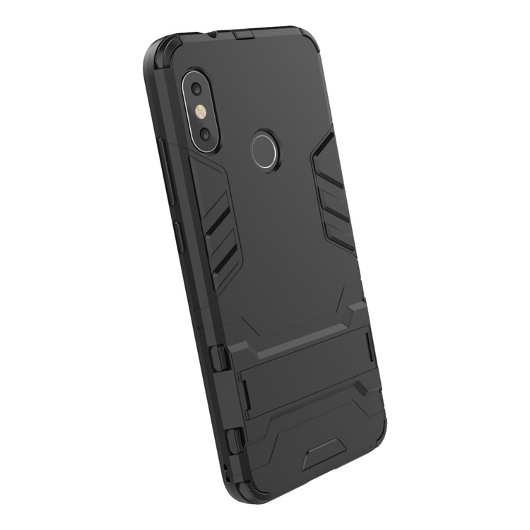 PC à L'épreuve du Choc + TPU Hybride Kickstand Téléphone Couverture Pour Xiaomi Mi A2 Lite / Redmi 6 Pro - le Noir