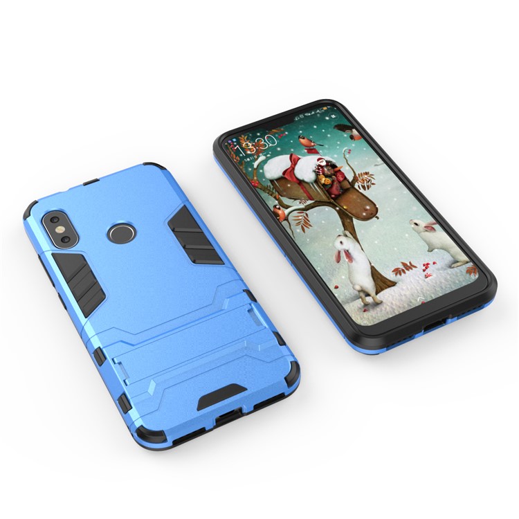 Shockproof PC + TPU Hybrid Kickstand Mobile Cover for Xiaomi Mi A2 Lite / Redmi 6 Pro - Baby Blue-3