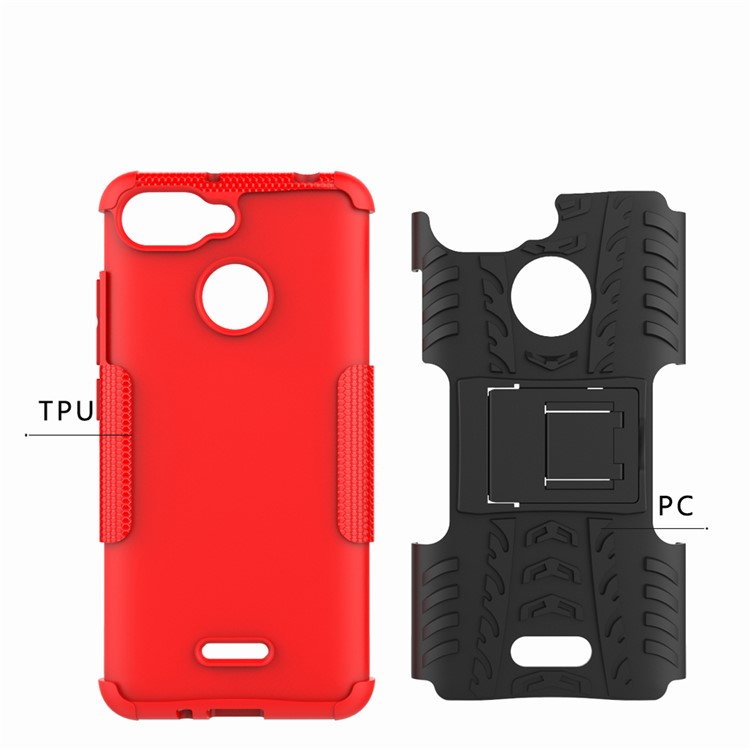 Anti-slip PC + TPU Hybrid Phone Case with Kickstand for Xiaomi Redmi 6 (Dual Camera: 12MP+5MP) - Red-14