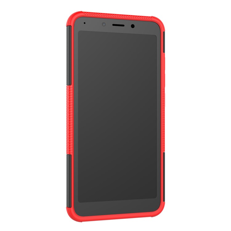 Anti-slip PC + TPU Hybrid Phone Case with Kickstand for Xiaomi Redmi 6 (Dual Camera: 12MP+5MP) - Red-8