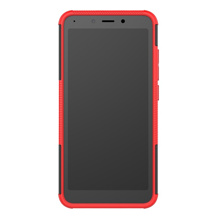 Anti-slip PC + TPU Hybrid Phone Case with Kickstand for Xiaomi Redmi 6 (Dual Camera: 12MP+5MP) - Red-9