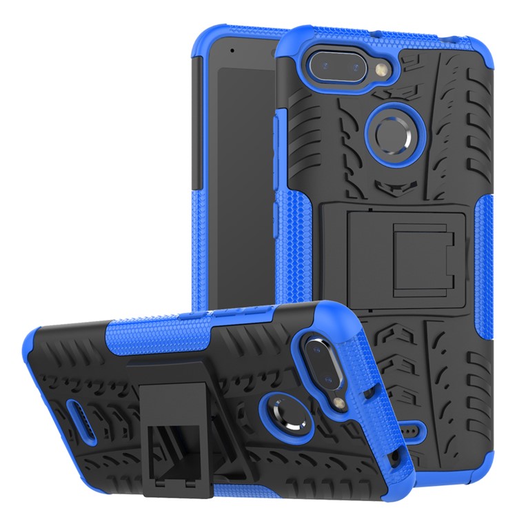 Anti-slip PC + TPU Hybrid Cover Shell Case with Kickstand for Xiaomi Redmi 6 (Dual Camera: 12MP+5MP) - Blue-1