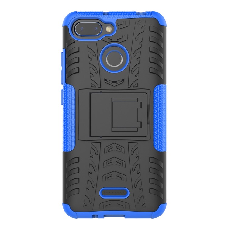 Anti-slip PC + TPU Hybrid Cover Shell Case with Kickstand for Xiaomi Redmi 6 (Dual Camera: 12MP+5MP) - Blue-10