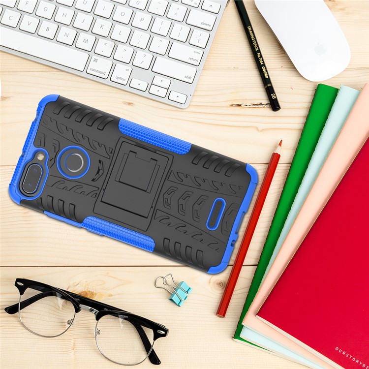Anti-slip PC + TPU Hybrid Cover Shell Case with Kickstand for Xiaomi Redmi 6 (Dual Camera: 12MP+5MP) - Blue-11