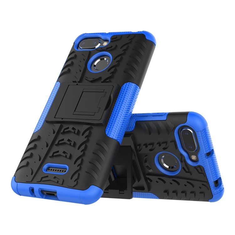 Anti-slip PC + TPU Hybrid Cover Shell Case with Kickstand for Xiaomi Redmi 6 (Dual Camera: 12MP+5MP) - Blue-2