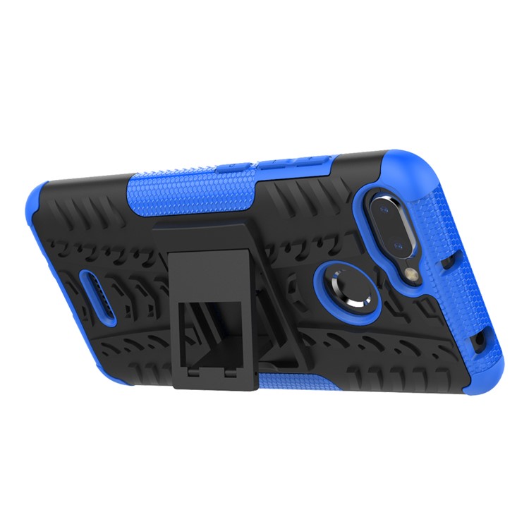 Anti-slip PC + TPU Hybrid Cover Shell Case with Kickstand for Xiaomi Redmi 6 (Dual Camera: 12MP+5MP) - Blue-5