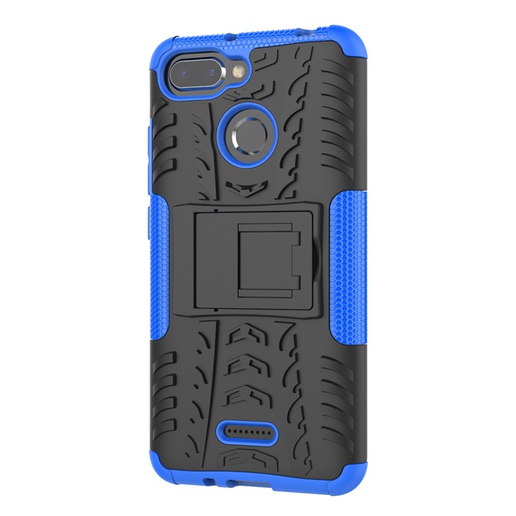 Anti-slip PC + TPU Hybrid Cover Shell Case with Kickstand for Xiaomi Redmi 6 (Dual Camera: 12MP+5MP) - Blue-9