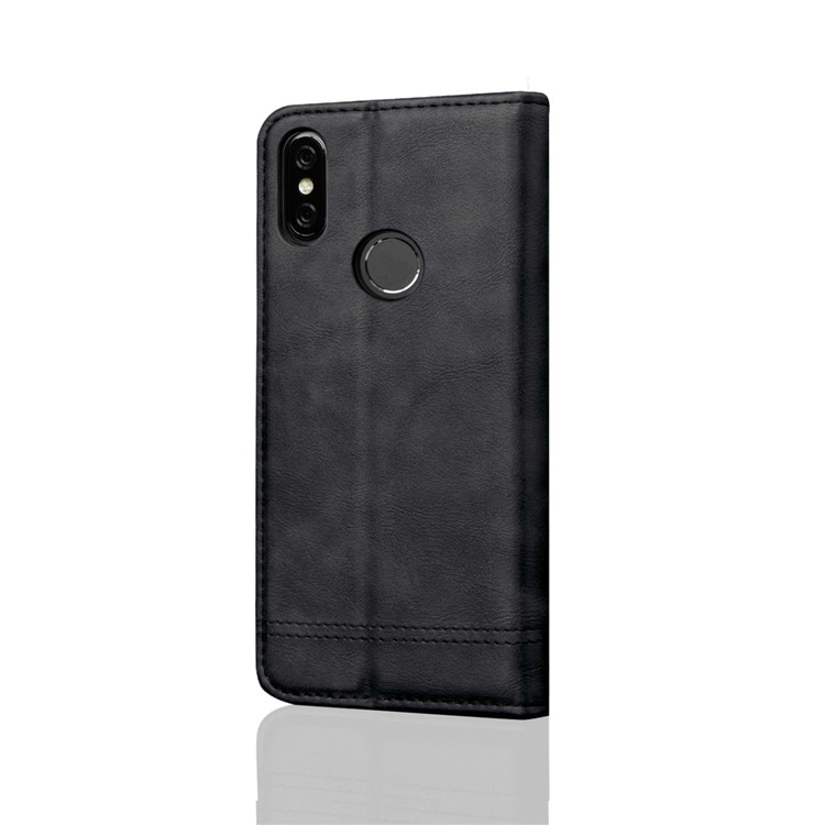 Retro Style Auto-absorbed Crazy Horse Leather Cover for Xiaomi Mi A2 Lite / Redmi 6 Pro - Black-3