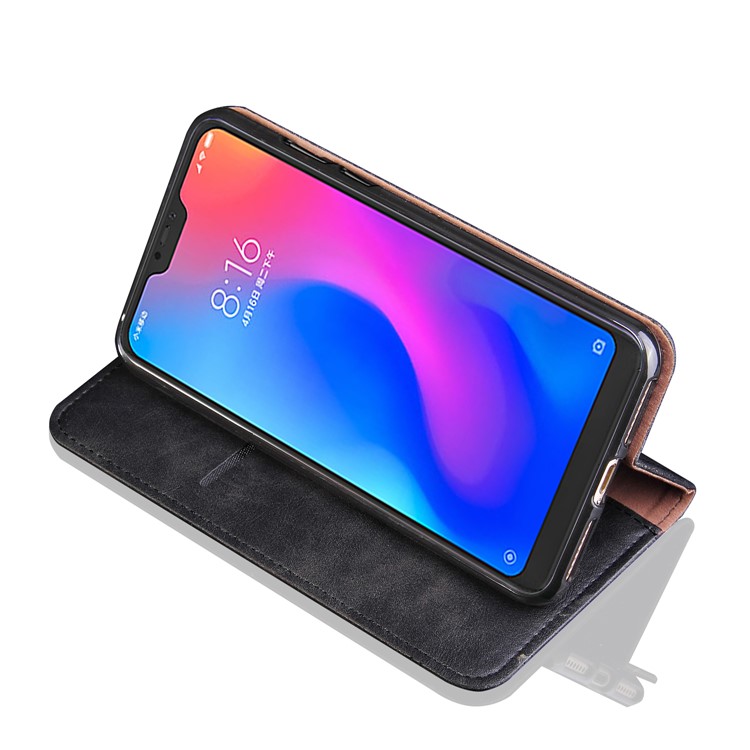 Retro Style Auto-absorbed Crazy Horse Leather Cover for Xiaomi Mi A2 Lite / Redmi 6 Pro - Black-4