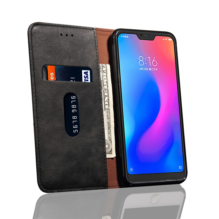 Retro Style Auto-absorbed Crazy Horse Leather Cover for Xiaomi Mi A2 Lite / Redmi 6 Pro - Black-8