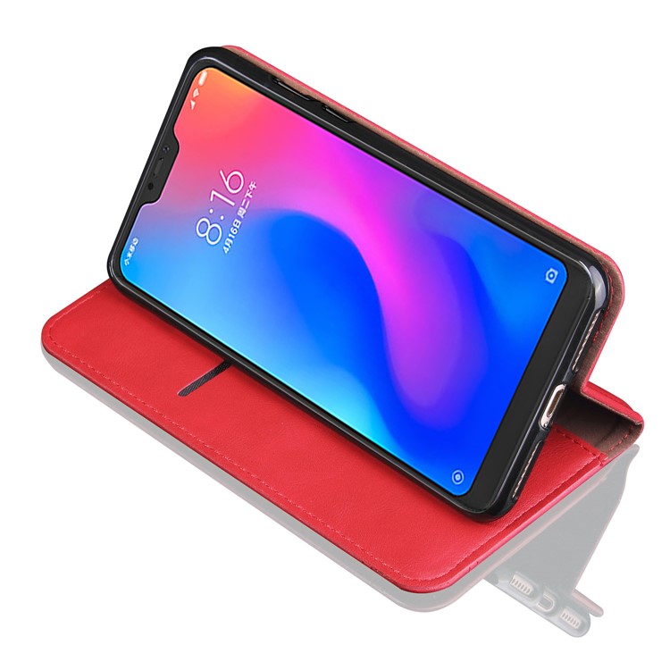 Retro Style Auto-absorbed Crazy Horse Leather Case for Xiaomi Mi A2 Lite / Redmi 6 Pro - Red-3
