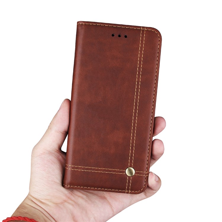 Retro Style Auto-absorbed Crazy Horse Leather Casing for Xiaomi Mi A2 Lite / Redmi 6 Pro - Coffee-4
