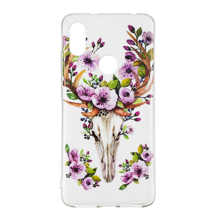 Luminous IMD Patterned TPU Mobile Shell for Xiaomi Redmi S2 / Redmi Y2 - Flowered Elk-1