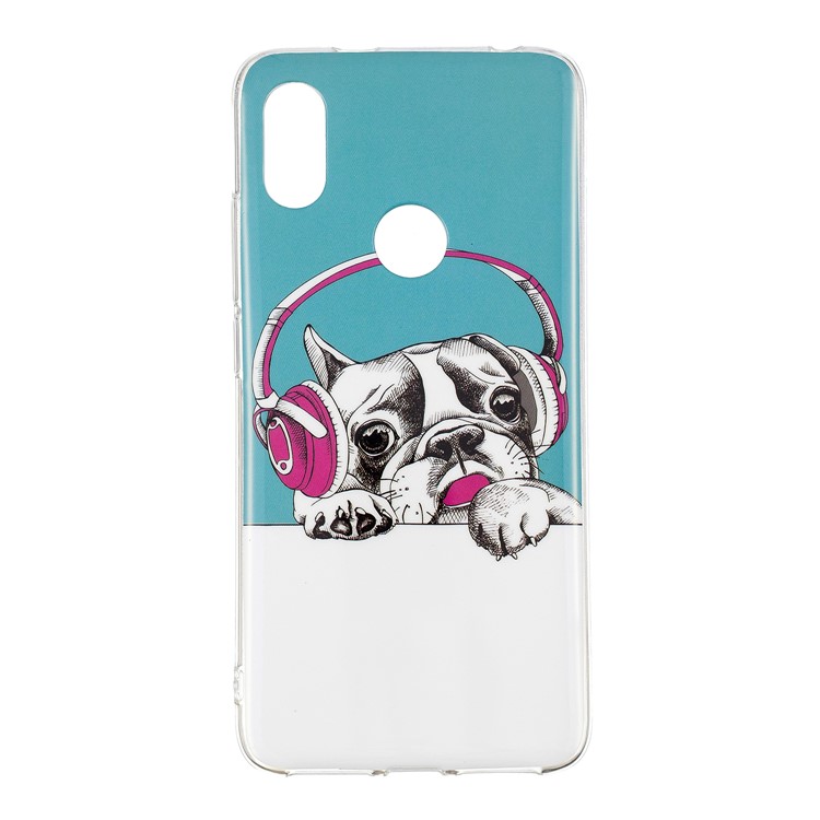 Luminous IMD Patterned TPU Mobile Phone Case Accessory for Xiaomi Redmi S2 / Redmi Y2 - Pug Wearing Headphone-1