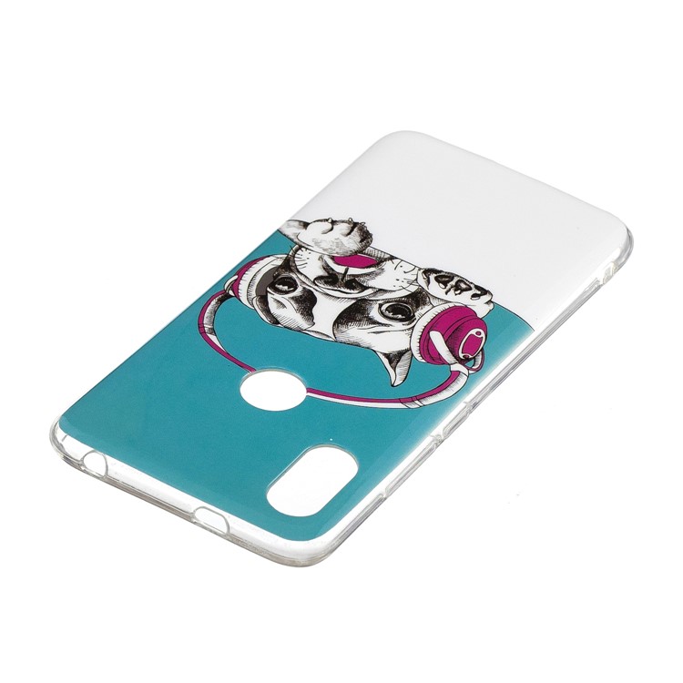 Luminous IMD Patterned TPU Mobile Phone Case Accessory for Xiaomi Redmi S2 / Redmi Y2 - Pug Wearing Headphone-3