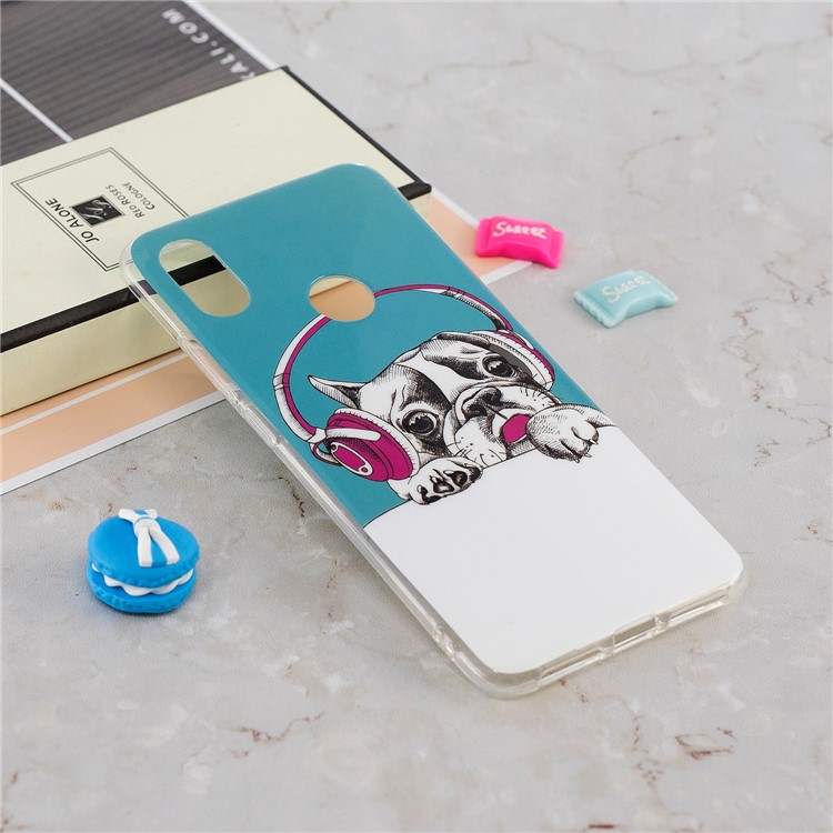 Luminous IMD Patterned TPU Mobile Phone Case Accessory for Xiaomi Redmi S2 / Redmi Y2 - Pug Wearing Headphone-4