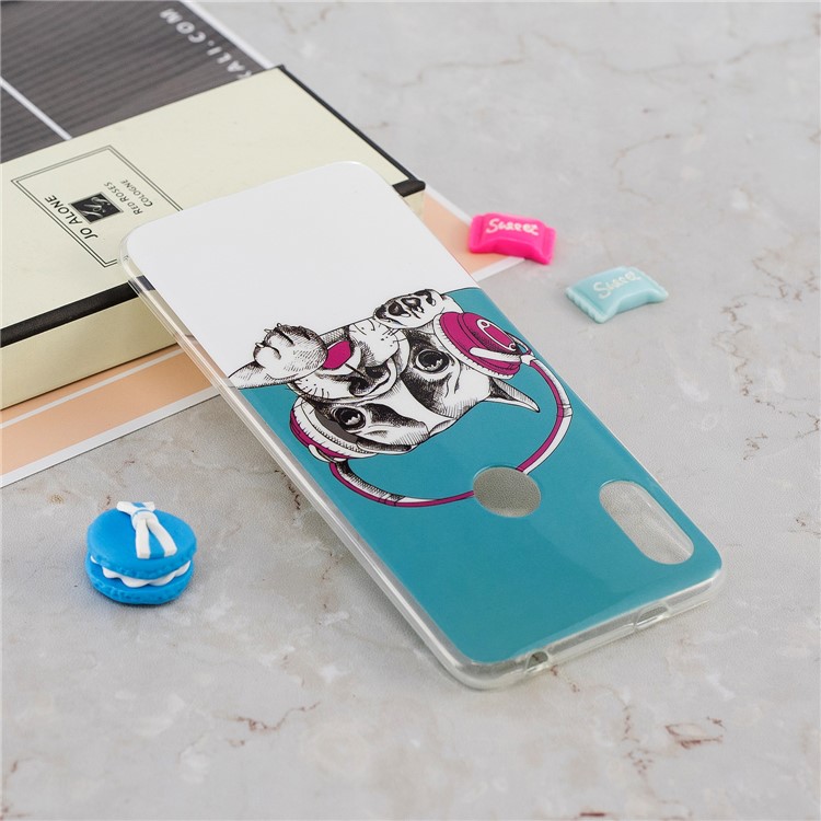 Luminous IMD Patterned TPU Mobile Phone Case Accessory for Xiaomi Redmi S2 / Redmi Y2 - Pug Wearing Headphone-5