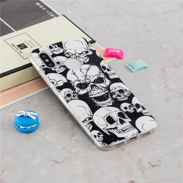 Luminous IMD Pattern Printing TPU Back Case for Xiaomi Mi 8 (6.21-inch) - Skulls-5