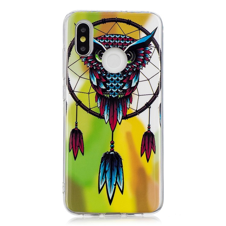 Luminous IMD Pattern Printing TPU Phone Casing for Xiaomi Mi 8 (6.21-inch) - Owl and Dream Catcher-1