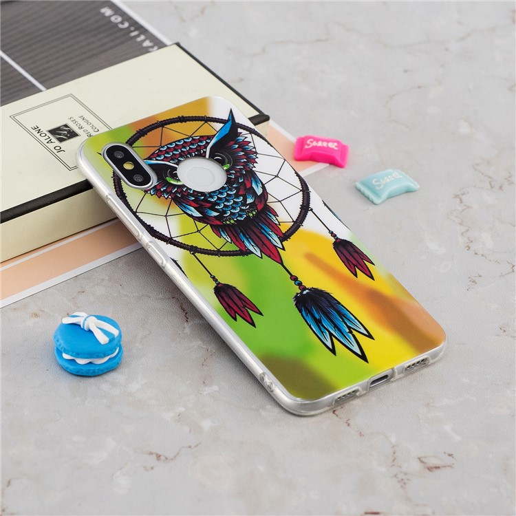 Luminous IMD Pattern Printing TPU Phone Casing for Xiaomi Mi 8 (6.21-inch) - Owl and Dream Catcher-4