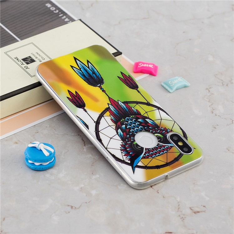 Luminous IMD Pattern Printing TPU Phone Casing for Xiaomi Mi 8 (6.21-inch) - Owl and Dream Catcher-5
