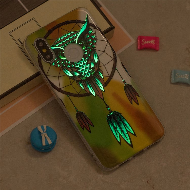 Luminous IMD Pattern Printing TPU Phone Casing for Xiaomi Mi 8 (6.21-inch) - Owl and Dream Catcher-6