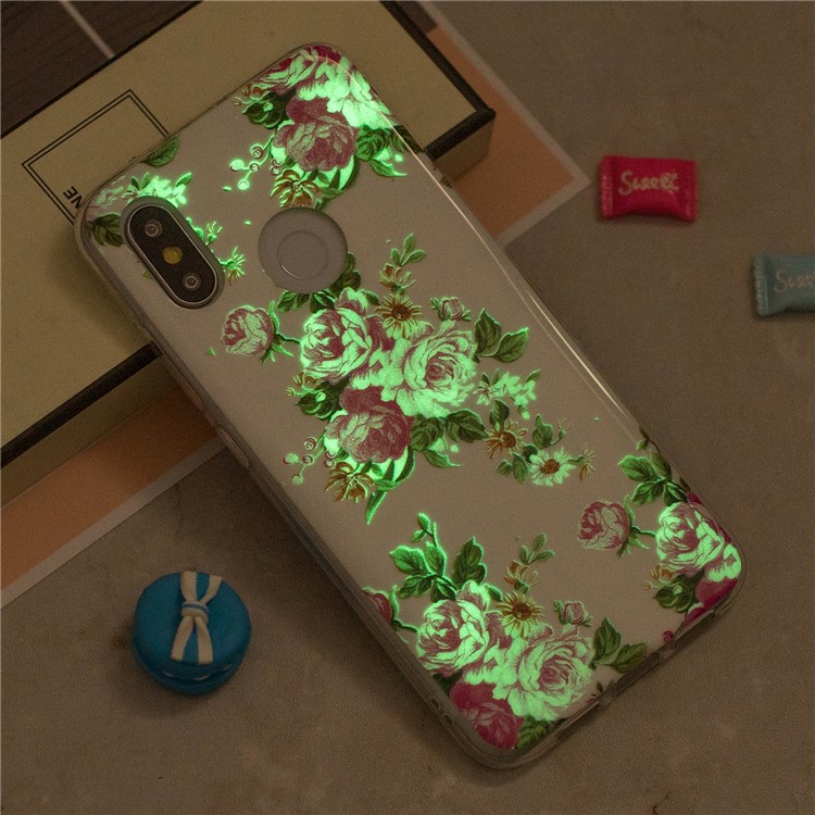 Luminous IMD Pattern Printing TPU Protective Cell Phone Cover for Xiaomi Mi 8 (6.21-inch) - Blooming Flower-6