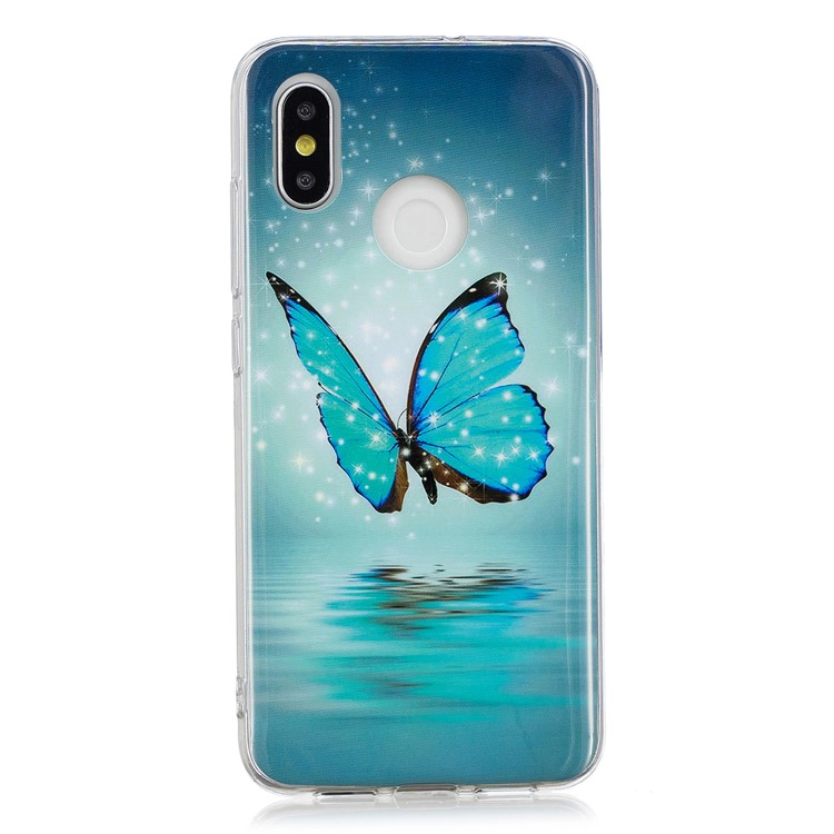 Leuchtendes IMD-Muster, Das TPU-Handyoberteil Für Xiaomi Mi 8 (6.21-Zoll) Druckt - Blauer Schmetterling-1