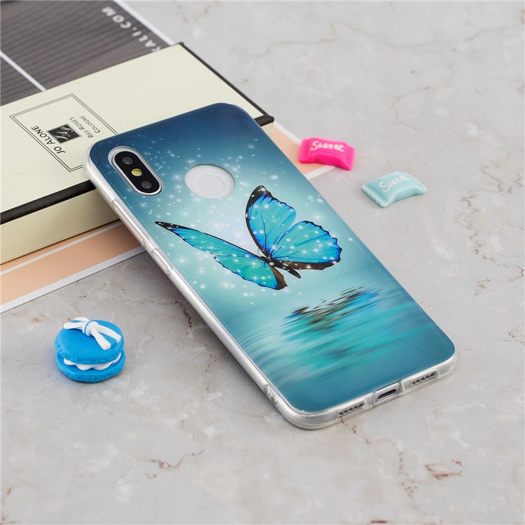 Leuchtendes IMD-Muster, Das TPU-Handyoberteil Für Xiaomi Mi 8 (6.21-Zoll) Druckt - Blauer Schmetterling-4