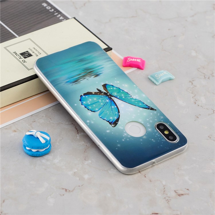 Leuchtendes IMD-Muster, Das TPU-Handyoberteil Für Xiaomi Mi 8 (6.21-Zoll) Druckt - Blauer Schmetterling-5