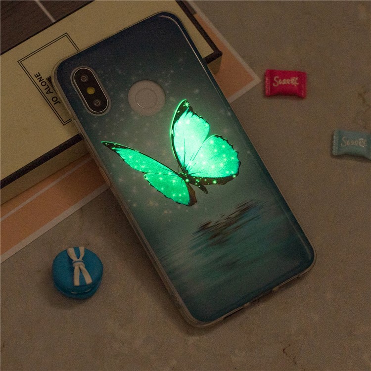 Leuchtendes IMD-Muster, Das TPU-Handyoberteil Für Xiaomi Mi 8 (6.21-Zoll) Druckt - Blauer Schmetterling-6