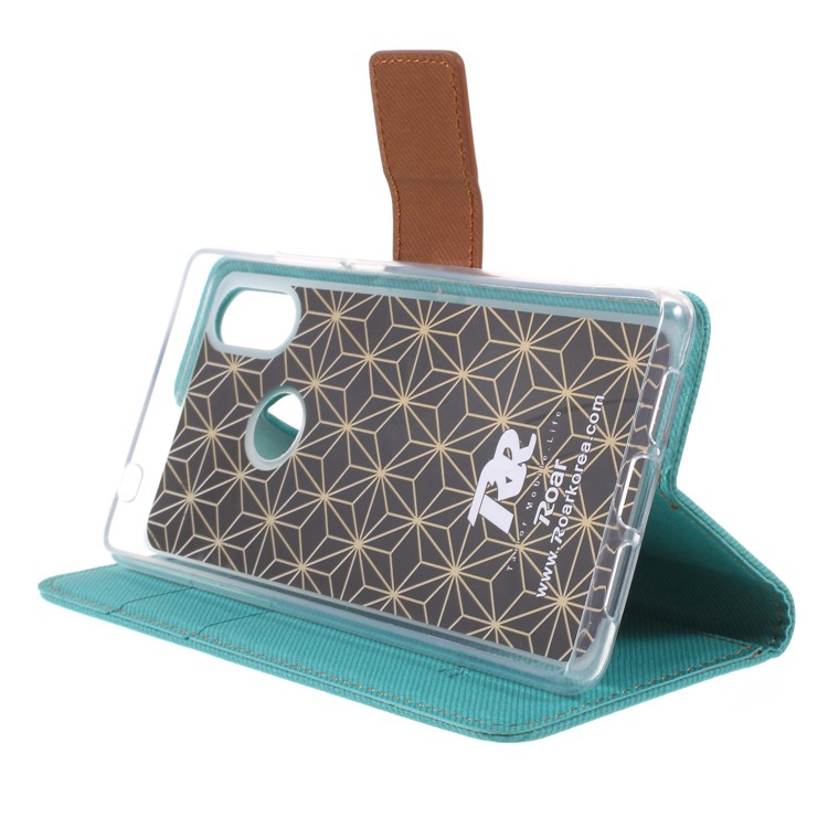 ROAR KOREA Twill Leather Wallet Magnetic Back Case for Xiaomi Mi 8 SE (5.88-inch) - Green-4