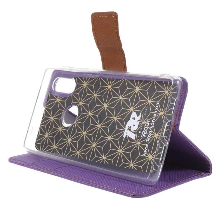 ROAR KOREA Twill Leather Wallet Magnetic Mobile Shell for Xiaomi Mi 8 SE (5.88-inch) - Purple-4