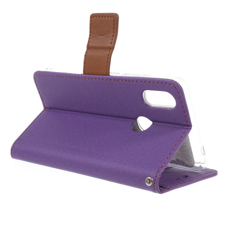 ROAR KOREA Twill Leather Wallet Magnetic Mobile Shell for Xiaomi Mi 8 SE (5.88-inch) - Purple-5
