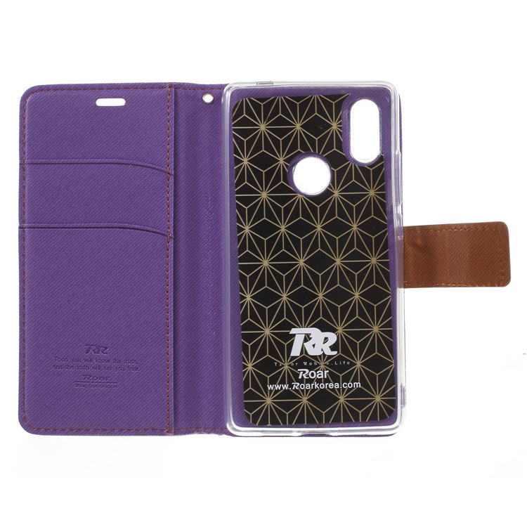 ROAR KOREA Twill Leather Wallet Magnetic Mobile Shell for Xiaomi Mi 8 SE (5.88-inch) - Purple-6